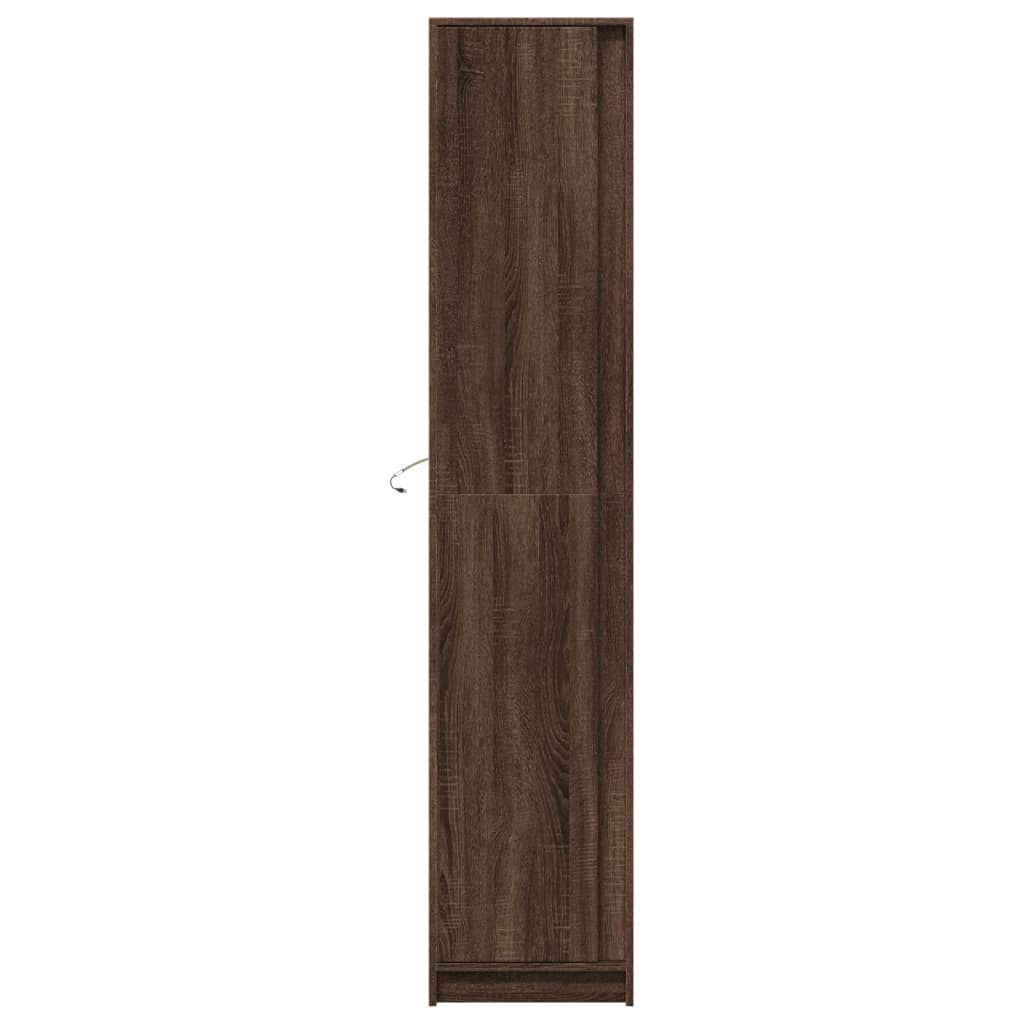 Buffet haut LED chêne brun 41,5x32,5x200 cm bois d’ingénierie - XIOS