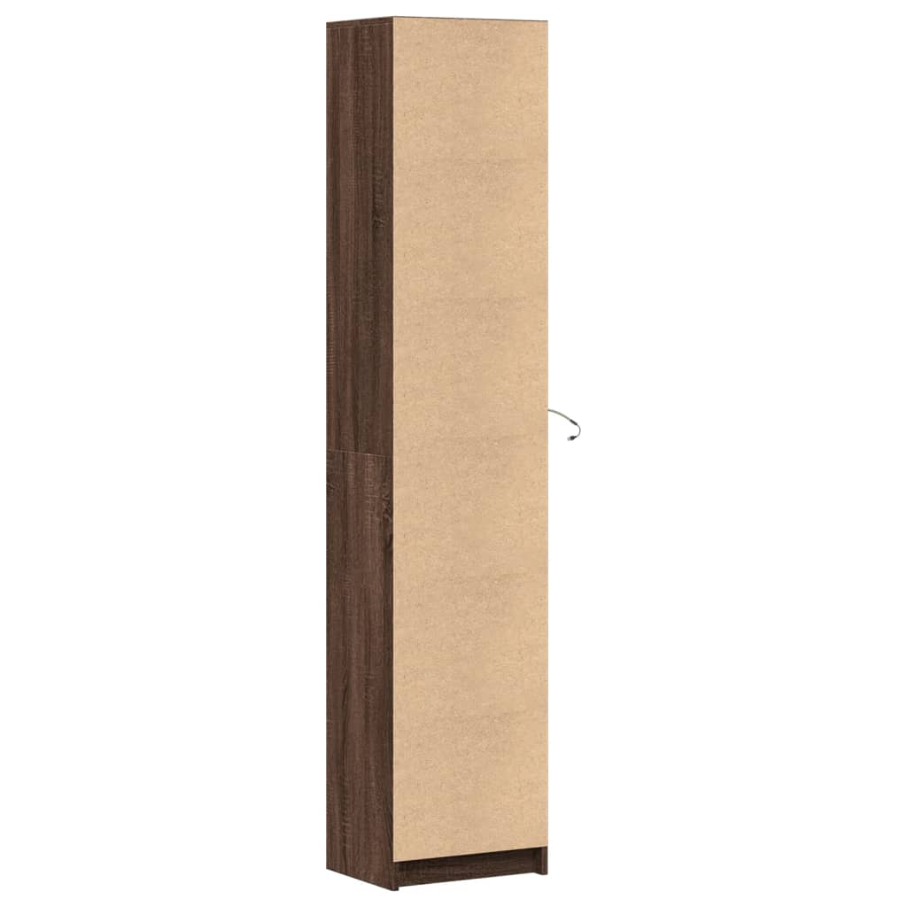 Buffet haut LED chêne brun 41,5x32,5x200 cm bois d’ingénierie - XIOS