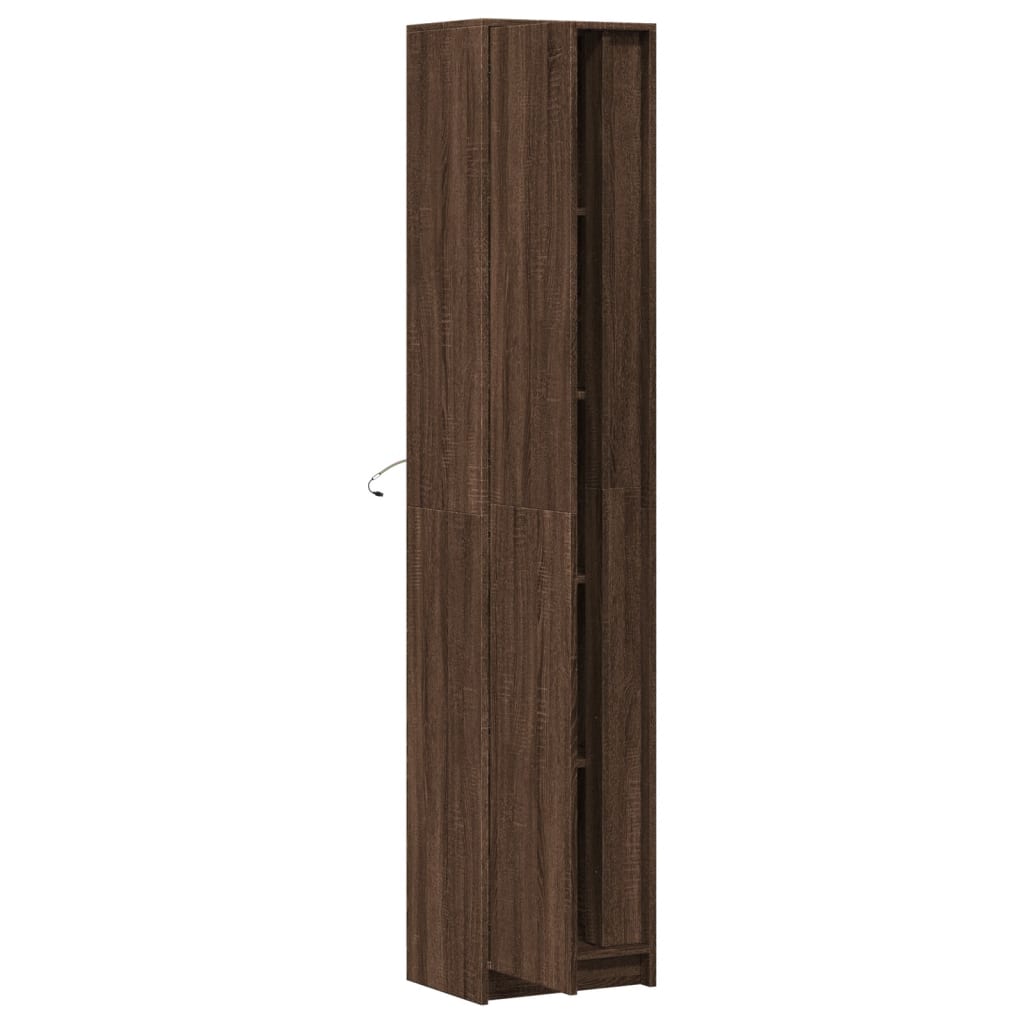 Buffet haut LED chêne brun 41,5x32,5x200 cm bois d’ingénierie - XIOS