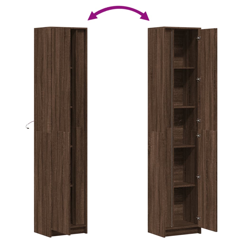 Buffet haut LED chêne brun 41,5x32,5x200 cm bois d’ingénierie - XIOS