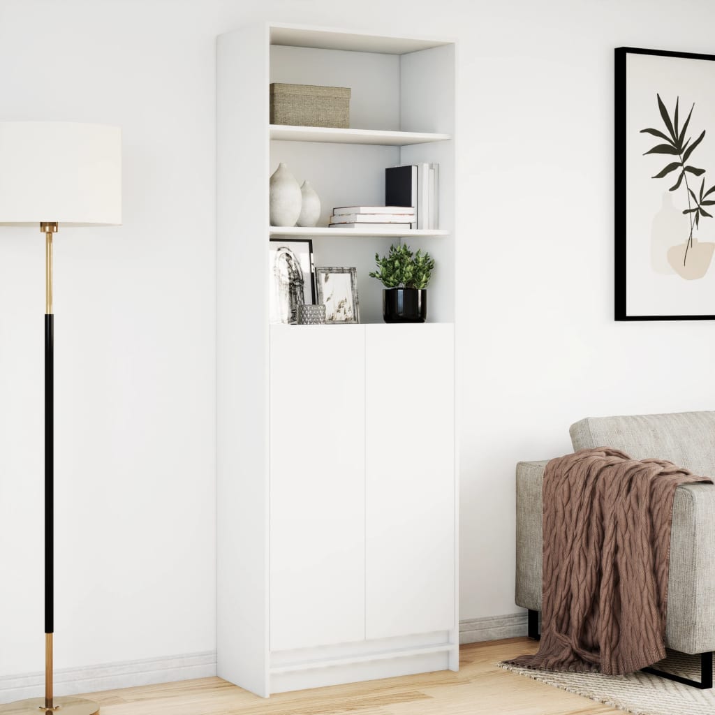 Buffet haut avec LED blanc 69x32,5x200 cm bois d’ingénierie - XIOS