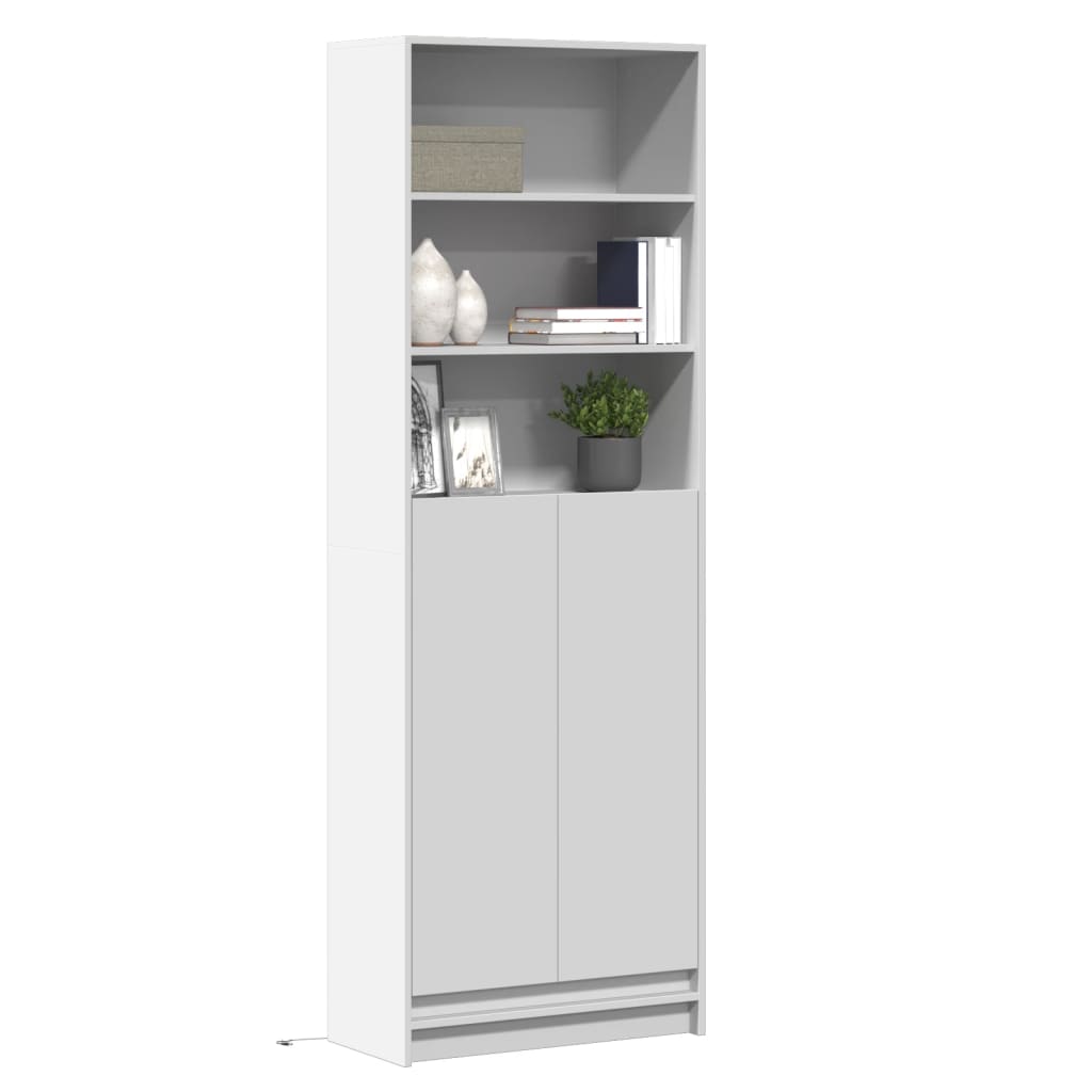 Buffet haut avec LED blanc 69x32,5x200 cm bois d’ingénierie - XIOS