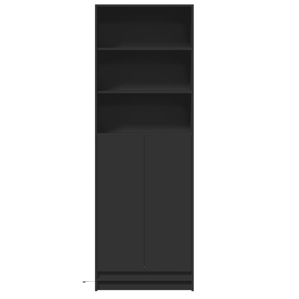 Buffet haut avec LED noir 69x32,5x200 cm bois d’ingénierie - XIOS