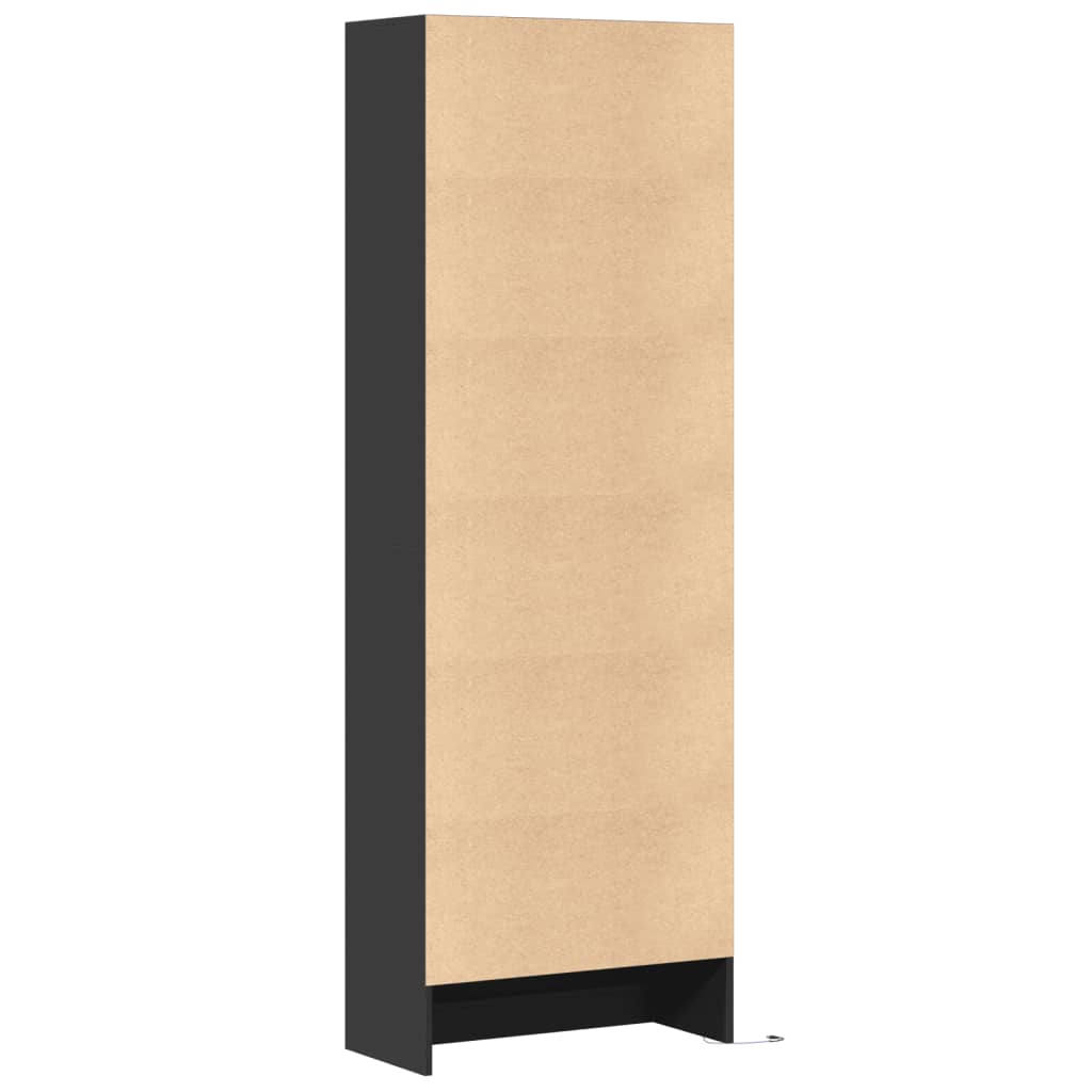 Buffet haut avec LED noir 69x32,5x200 cm bois d’ingénierie - XIOS