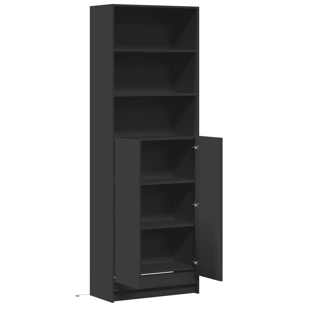 Buffet haut avec LED noir 69x32,5x200 cm bois d’ingénierie - XIOS
