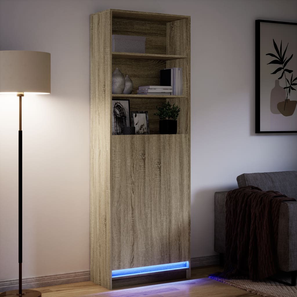 Buffet haut LED chêne sonoma 69x32,5x200 cm bois d’ingénierie - XIOS