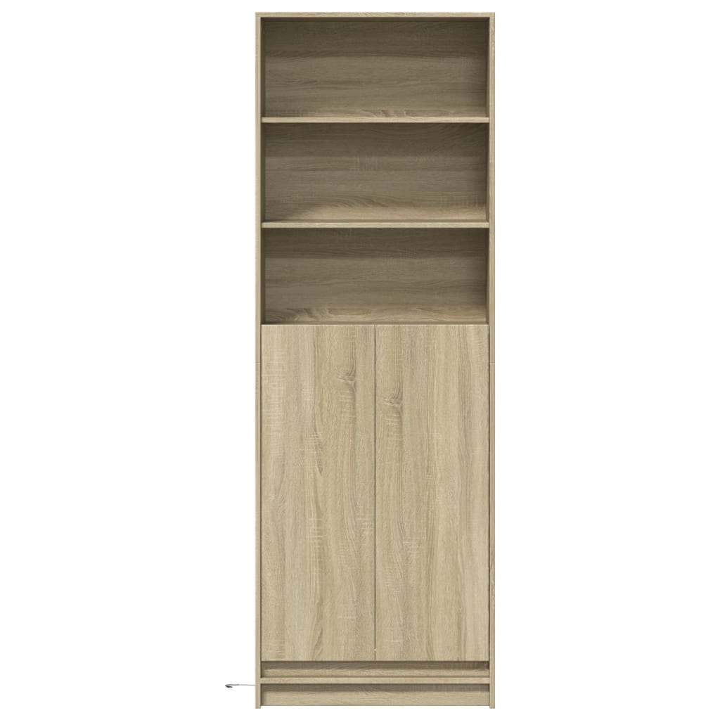 Buffet haut LED chêne sonoma 69x32,5x200 cm bois d’ingénierie - XIOS