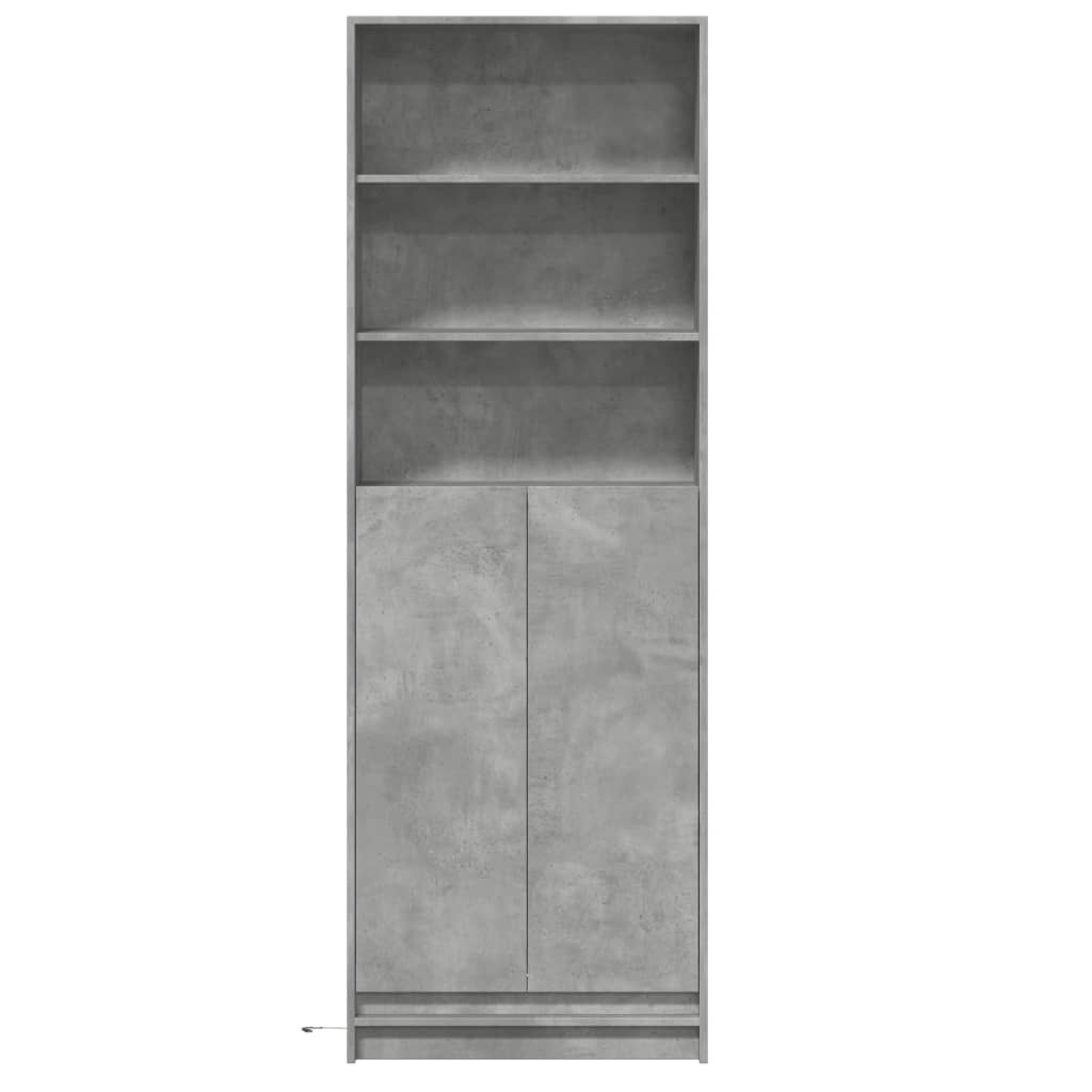 Buffet haut avec LED gris béton 69x32,5x200cm bois d’ingénierie - XIOS