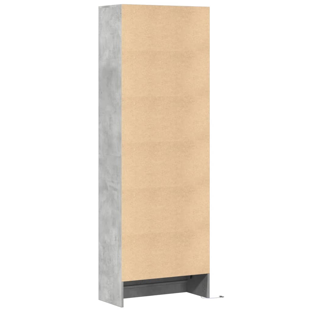 Buffet haut avec LED gris béton 69x32,5x200cm bois d’ingénierie - XIOS