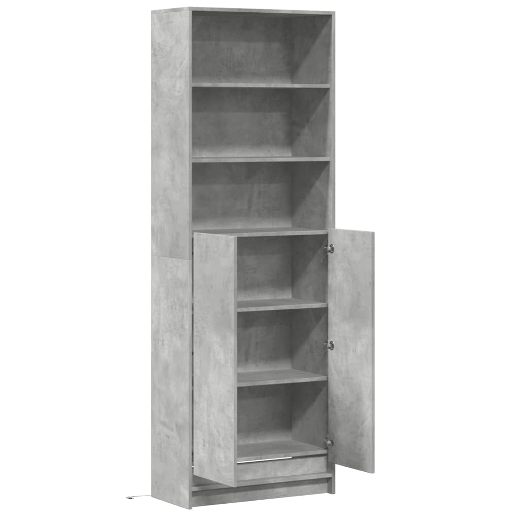Buffet haut avec LED gris béton 69x32,5x200cm bois d’ingénierie - XIOS