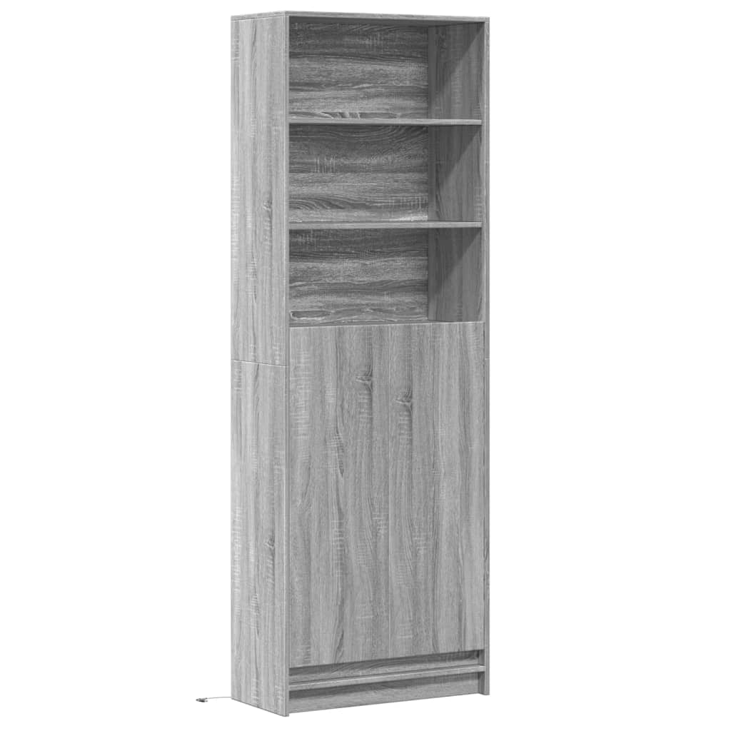 Buffet haut LED sonoma gris 69x32,5x200 cm bois d’ingénierie - XIOS