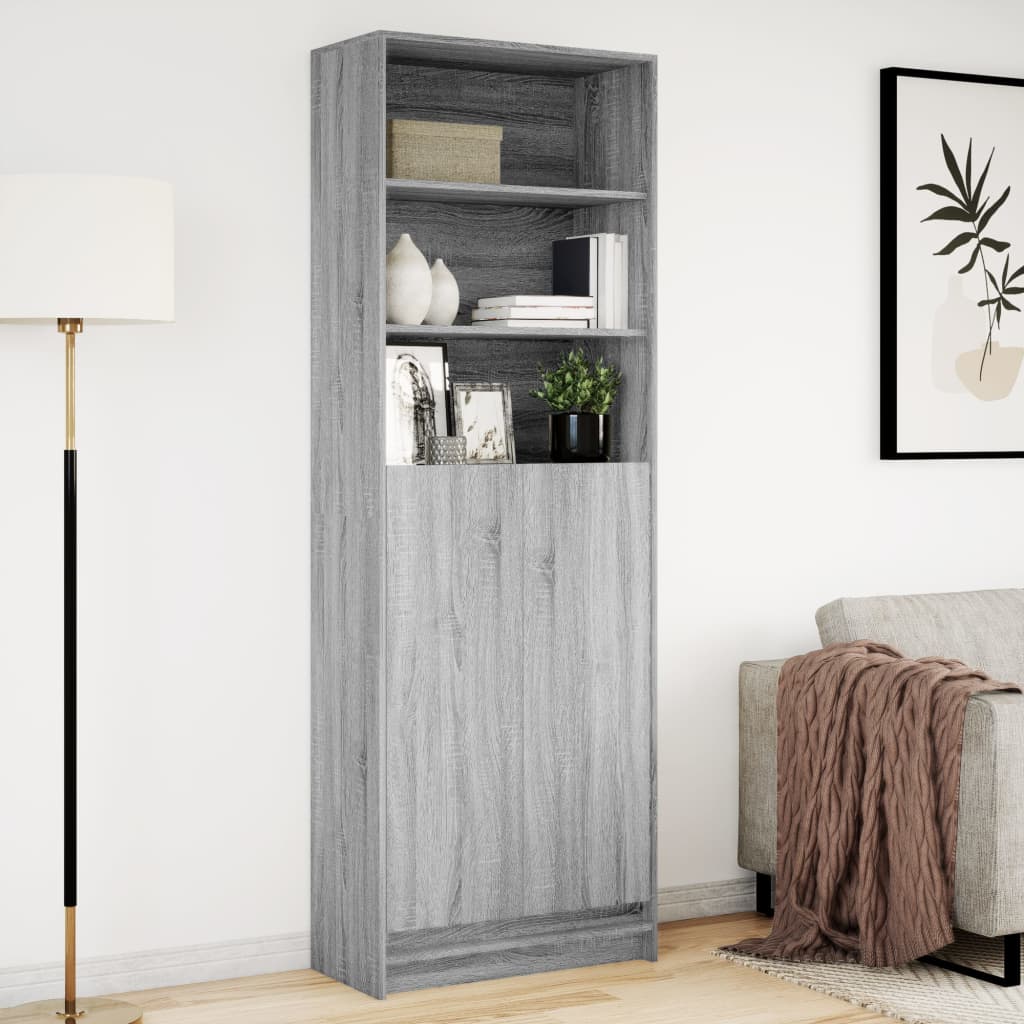 Buffet haut LED sonoma gris 69x32,5x200 cm bois d’ingénierie - XIOS