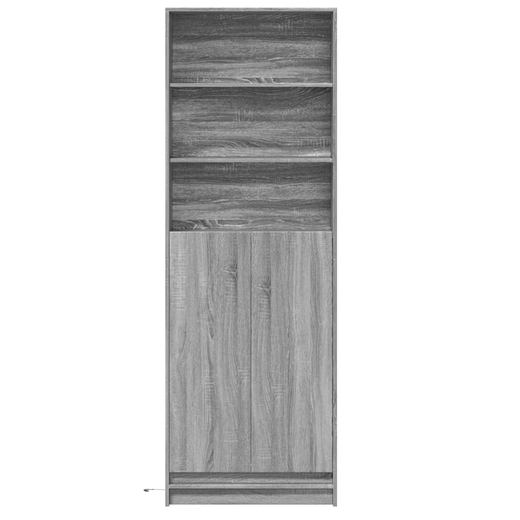 Buffet haut LED sonoma gris 69x32,5x200 cm bois d’ingénierie - XIOS