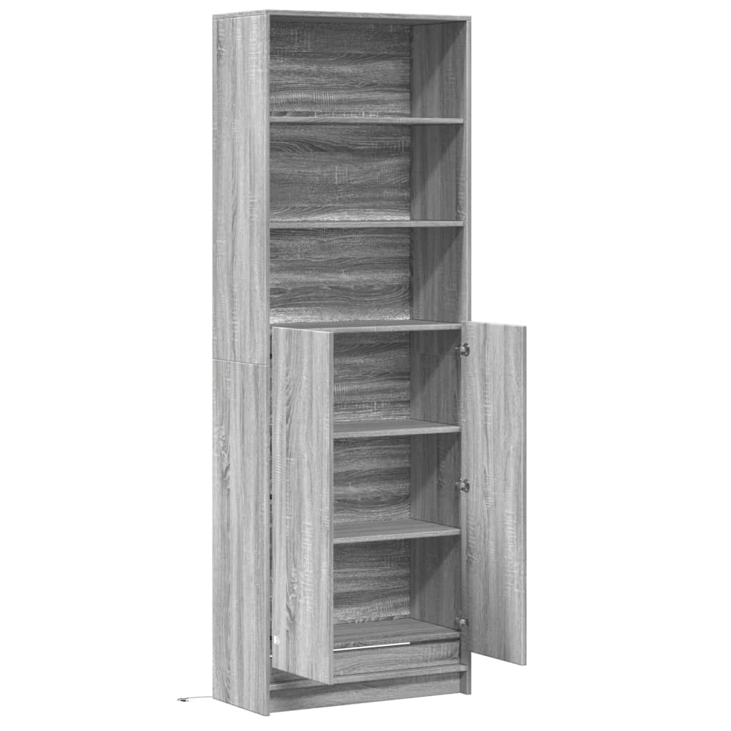 Buffet haut LED sonoma gris 69x32,5x200 cm bois d’ingénierie - XIOS