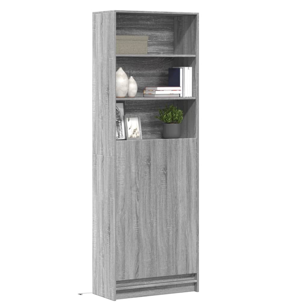 Buffet haut LED sonoma gris 69x32,5x200 cm bois d’ingénierie - XIOS