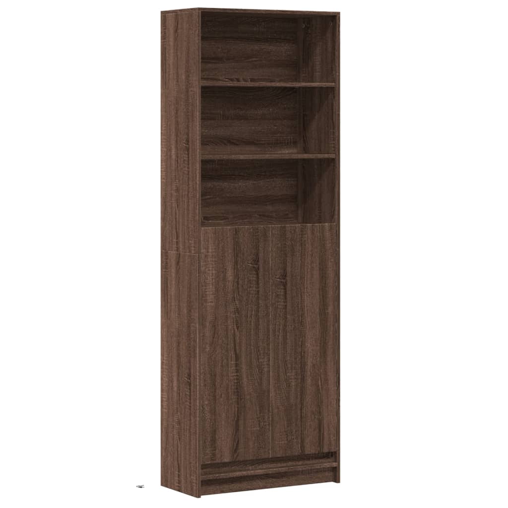 Buffet haut avec LED chêne marron 69x32,5x200cm bois ingénierie - XIOS
