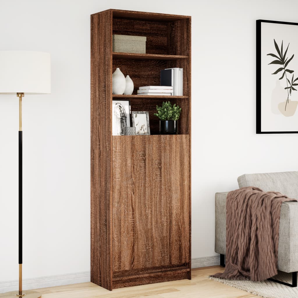Buffet haut avec LED chêne marron 69x32,5x200cm bois ingénierie - XIOS