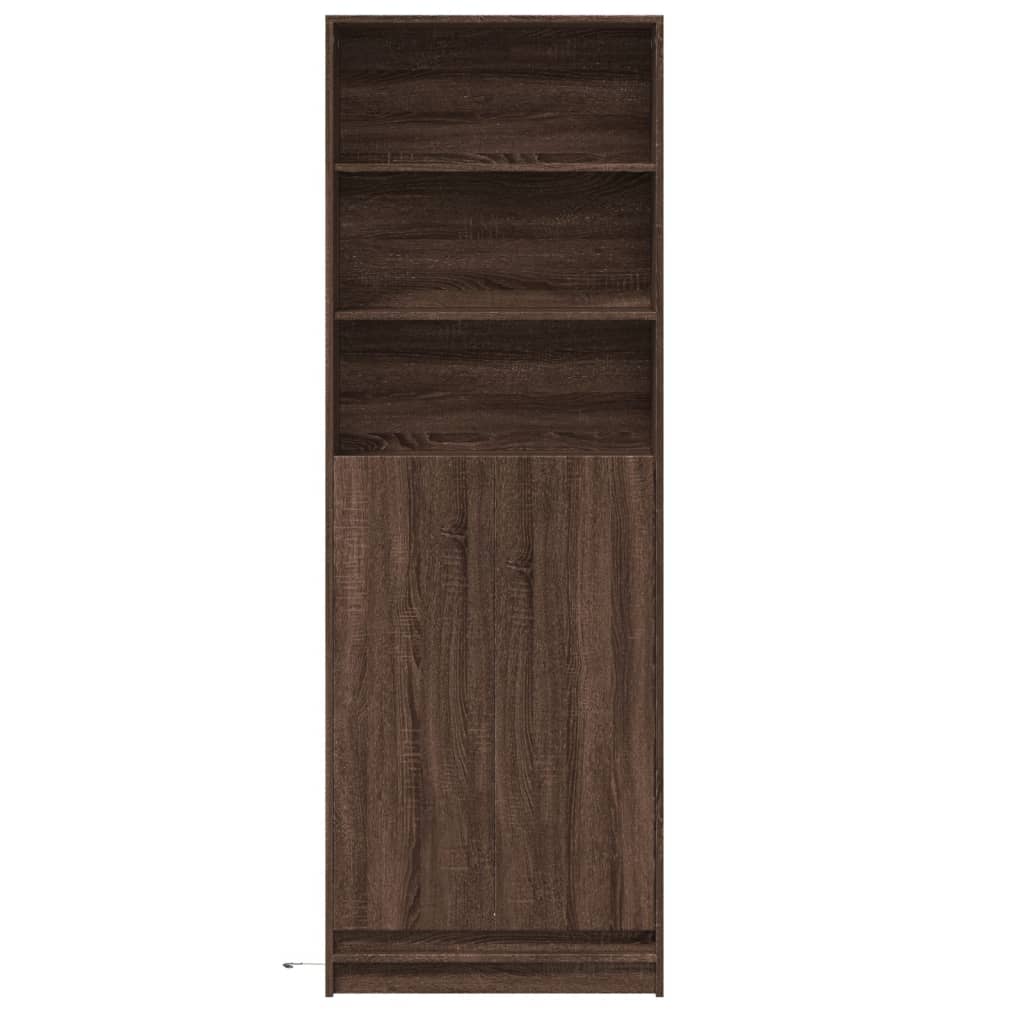 Buffet haut avec LED chêne marron 69x32,5x200cm bois ingénierie - XIOS