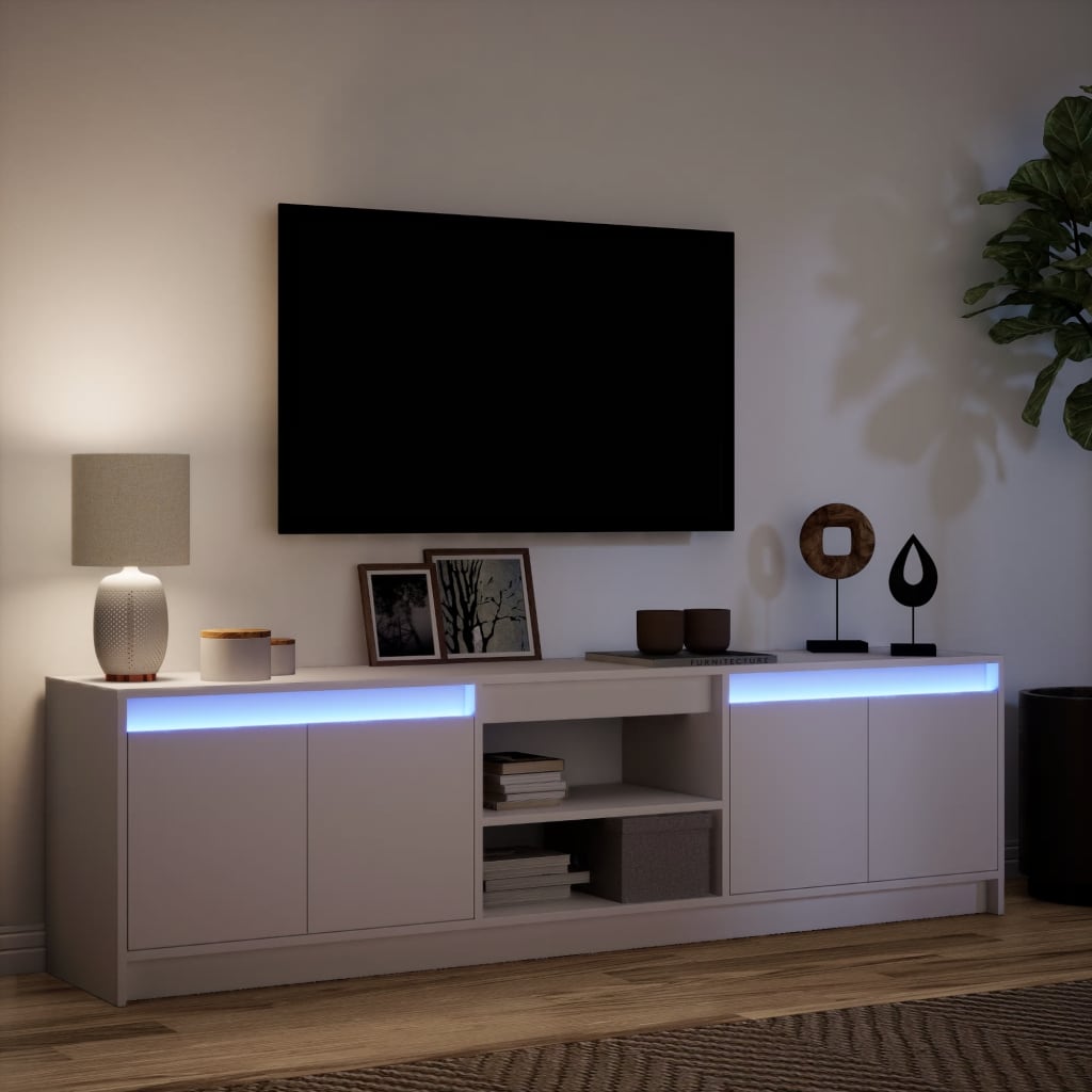 Meuble TV avec LED blanc 180x34x50 cm bois d'ingénierie - XIOS