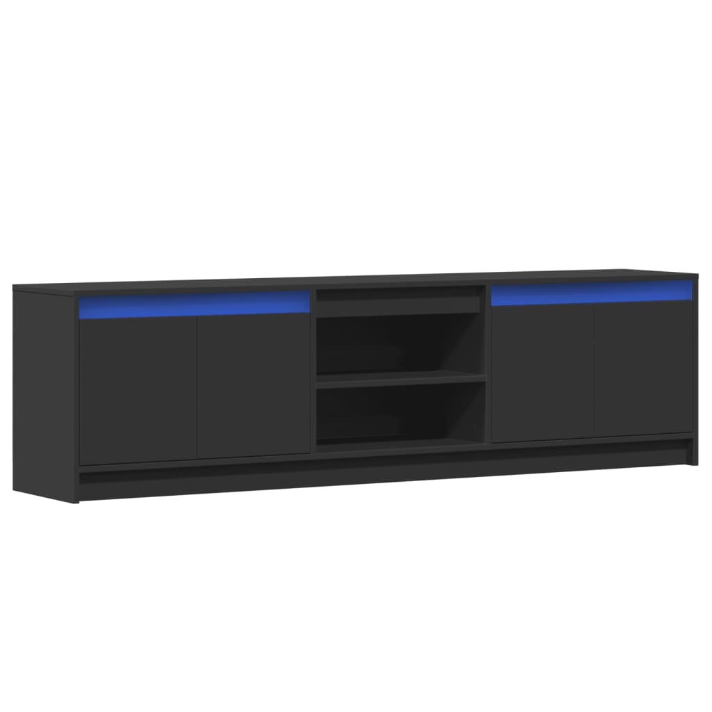 Meuble TV avec LED noir 180x34x50 cm bois d'ingénierie - XIOS