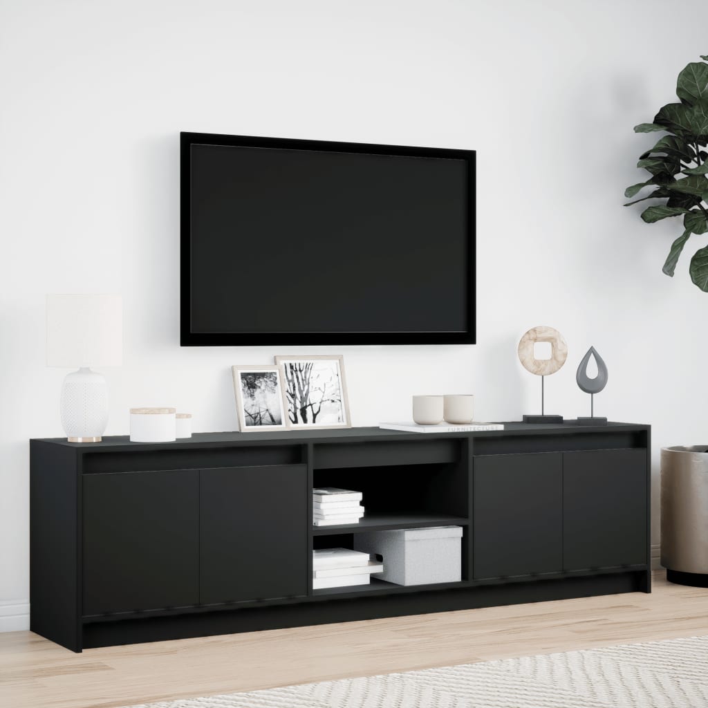 Meuble TV avec LED noir 180x34x50 cm bois d'ingénierie - XIOS