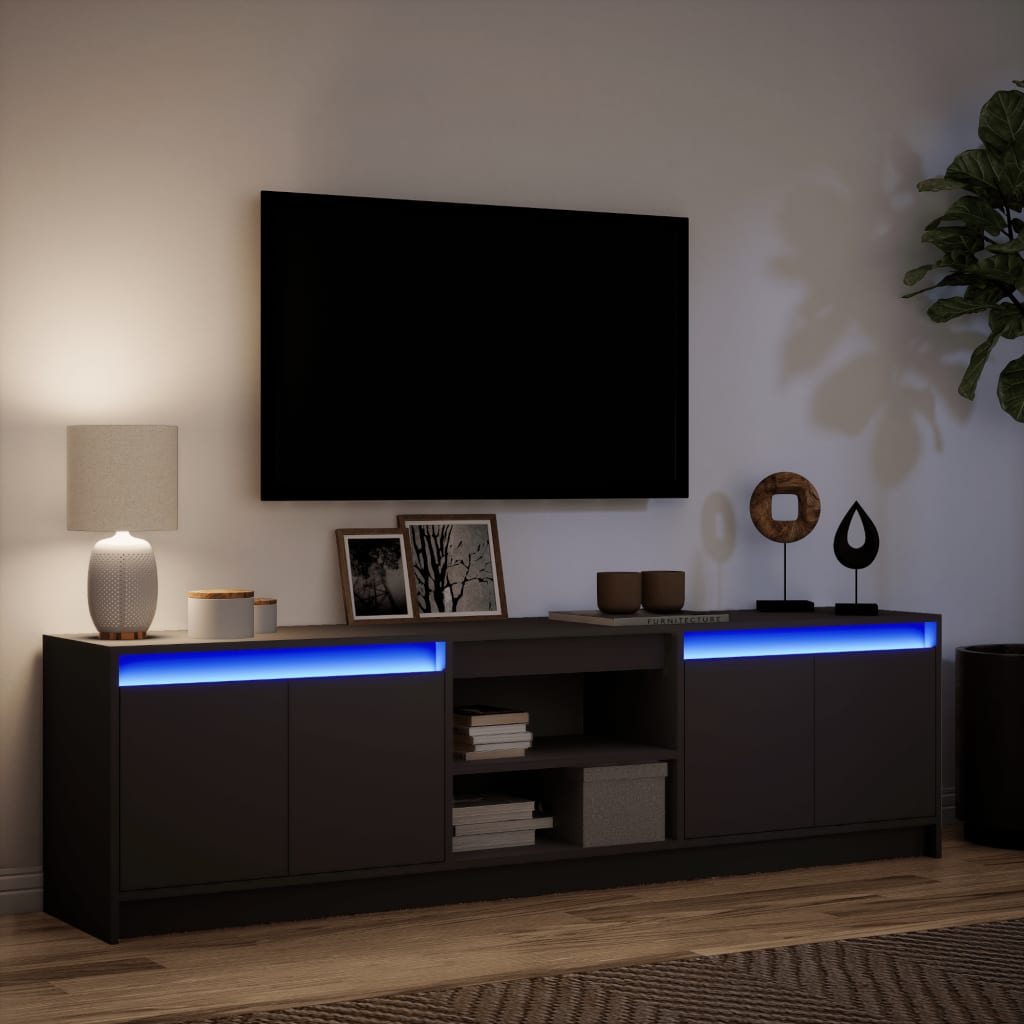 Meuble TV avec LED noir 180x34x50 cm bois d'ingénierie - XIOS