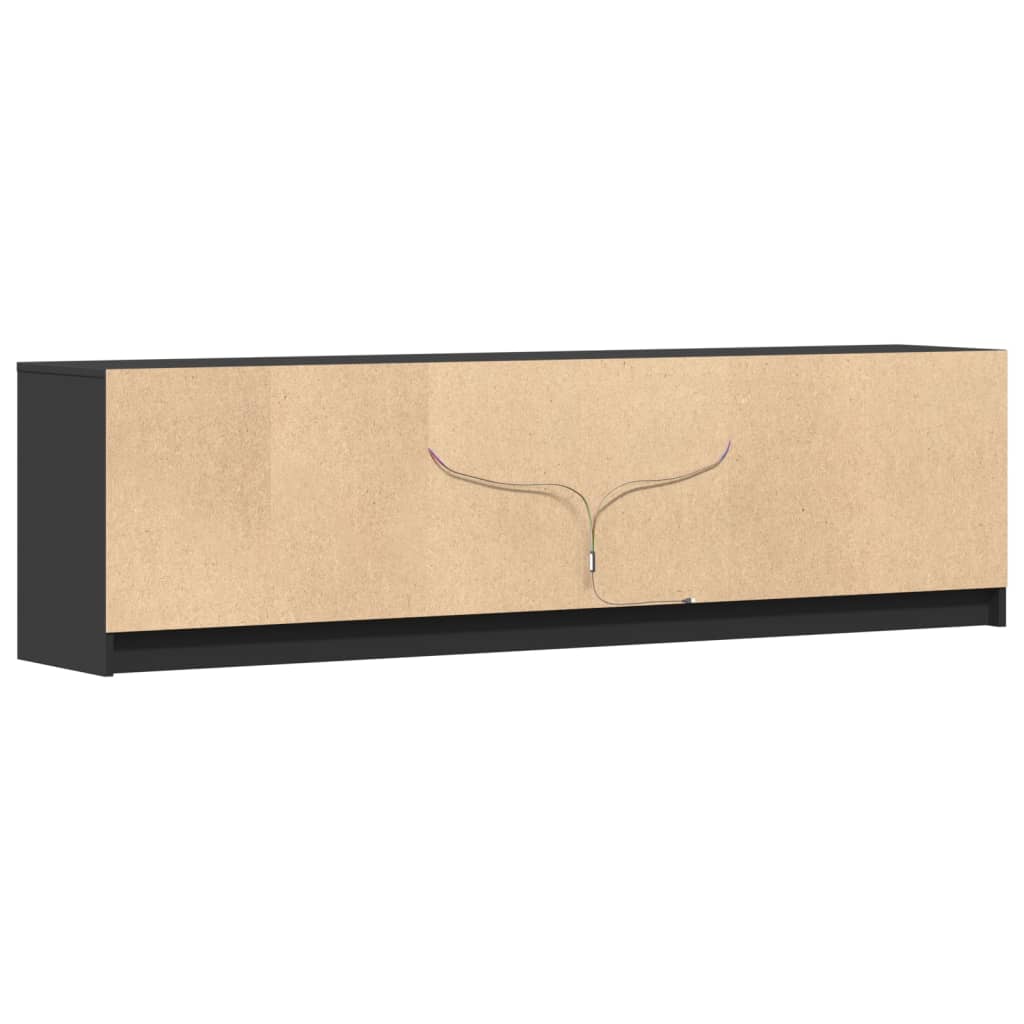 Meuble TV avec LED noir 180x34x50 cm bois d'ingénierie - XIOS