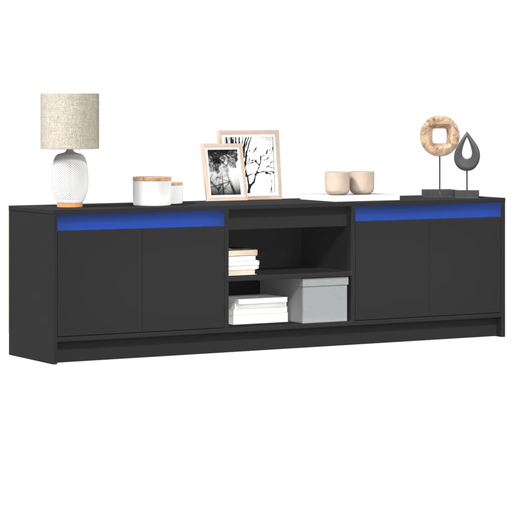 Meuble TV avec LED noir 180x34x50 cm bois d'ingénierie - XIOS