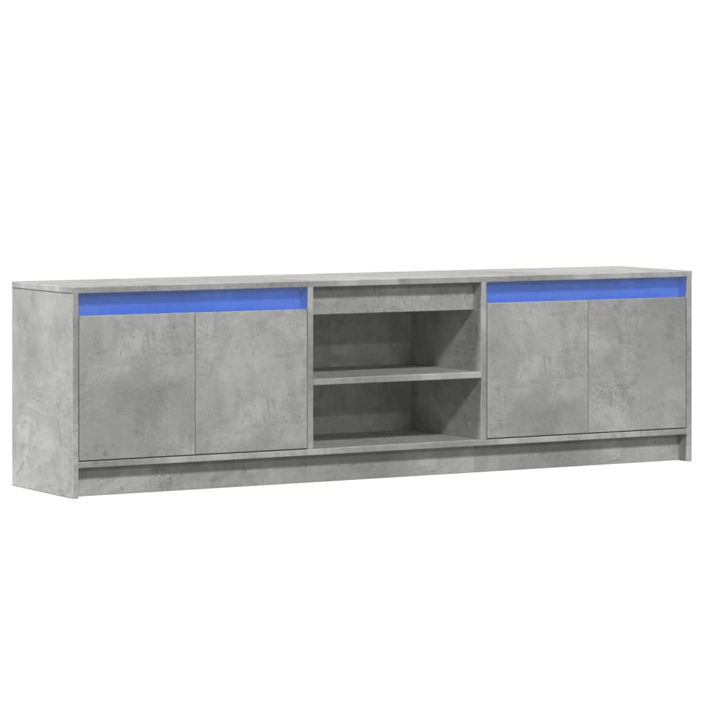 Meuble TV avec LED gris béton 180x34x50 cm bois d'ingénierie - XIOS
