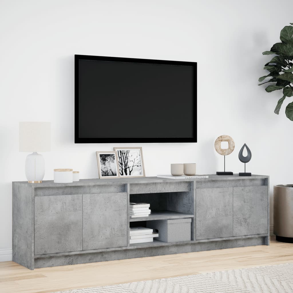 Meuble TV avec LED gris béton 180x34x50 cm bois d'ingénierie - XIOS