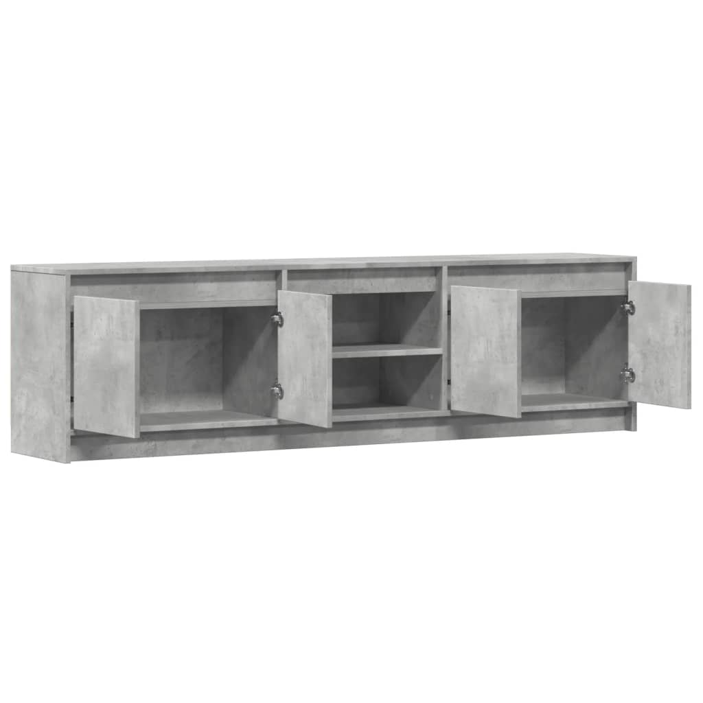 Meuble TV avec LED gris béton 180x34x50 cm bois d'ingénierie - XIOS