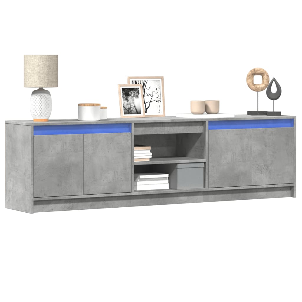Meuble TV avec LED gris béton 180x34x50 cm bois d'ingénierie - XIOS