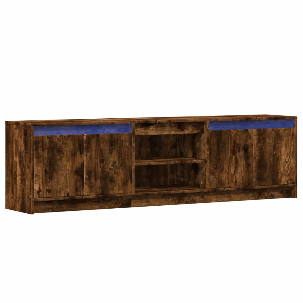 Meuble TV avec LED chêne fumé 180x34x50 cm bois d'ingénierie - XIOS