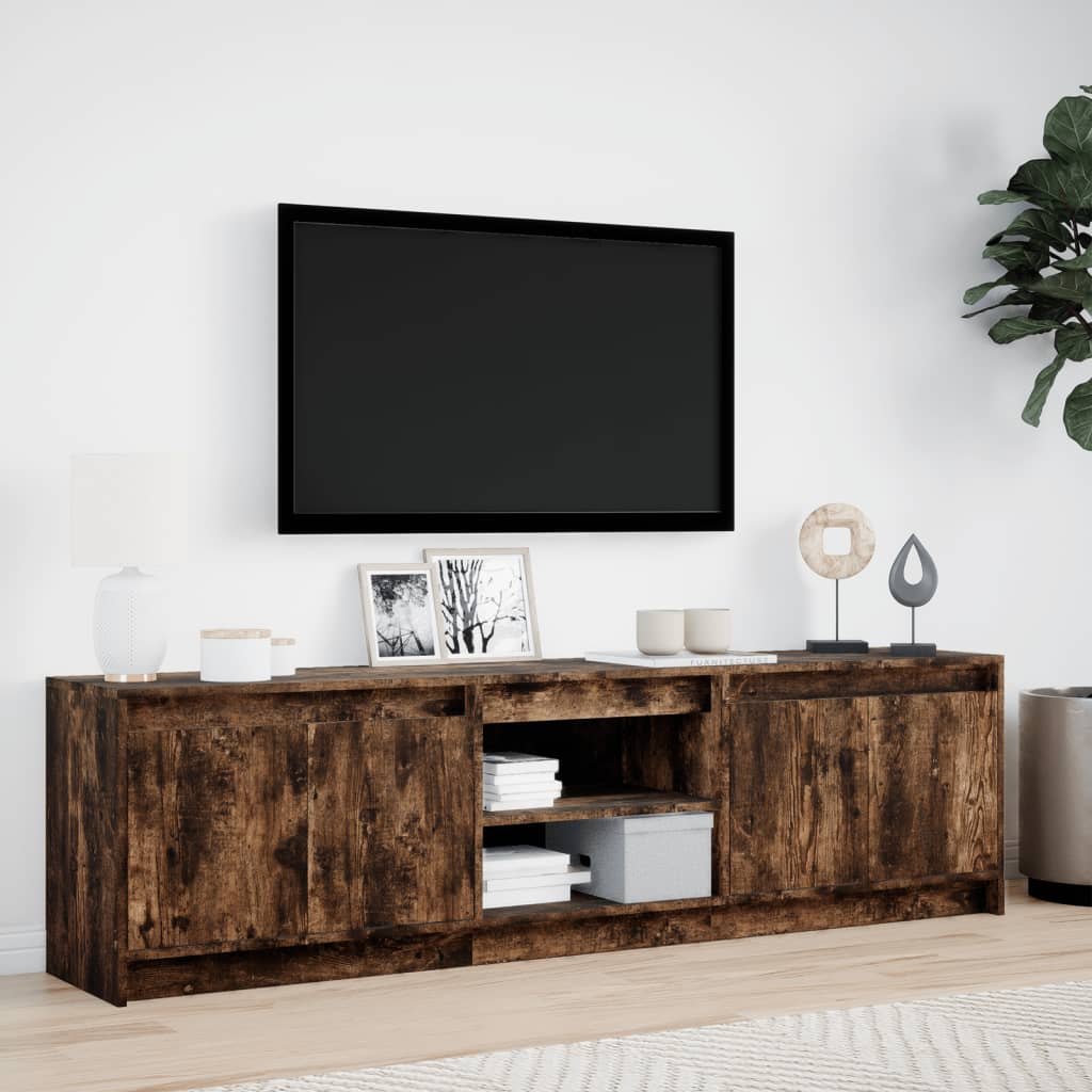 Meuble TV avec LED chêne fumé 180x34x50 cm bois d'ingénierie - XIOS