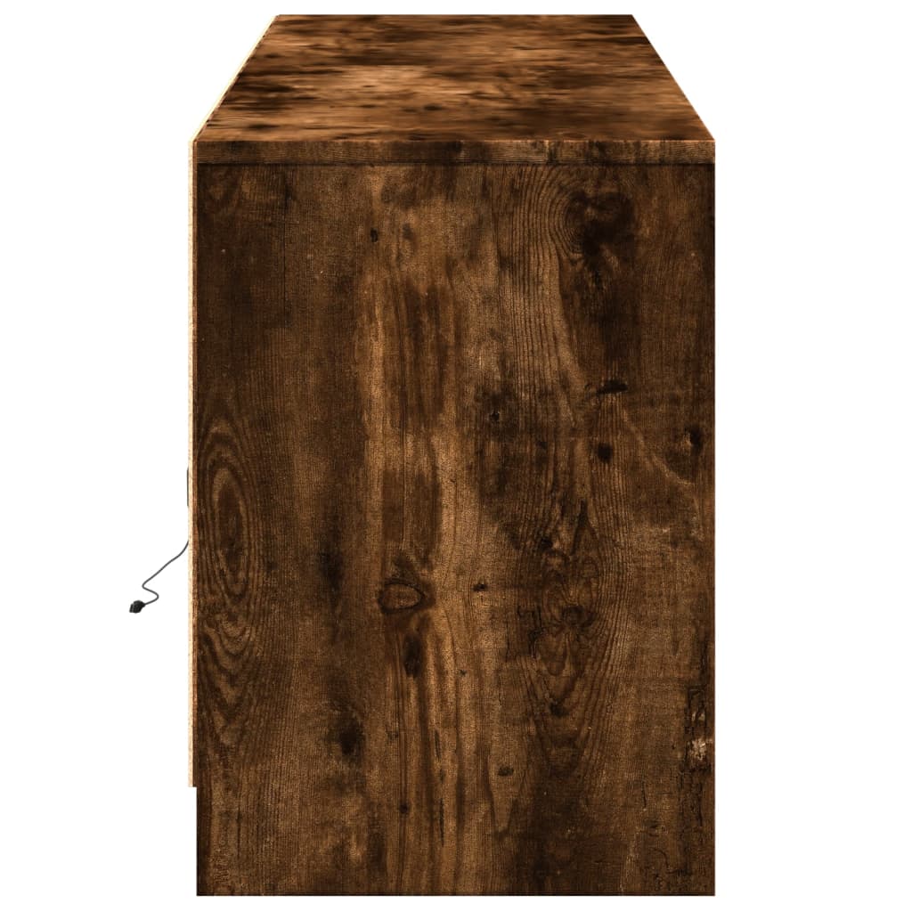Meuble TV avec LED chêne fumé 180x34x50 cm bois d'ingénierie - XIOS