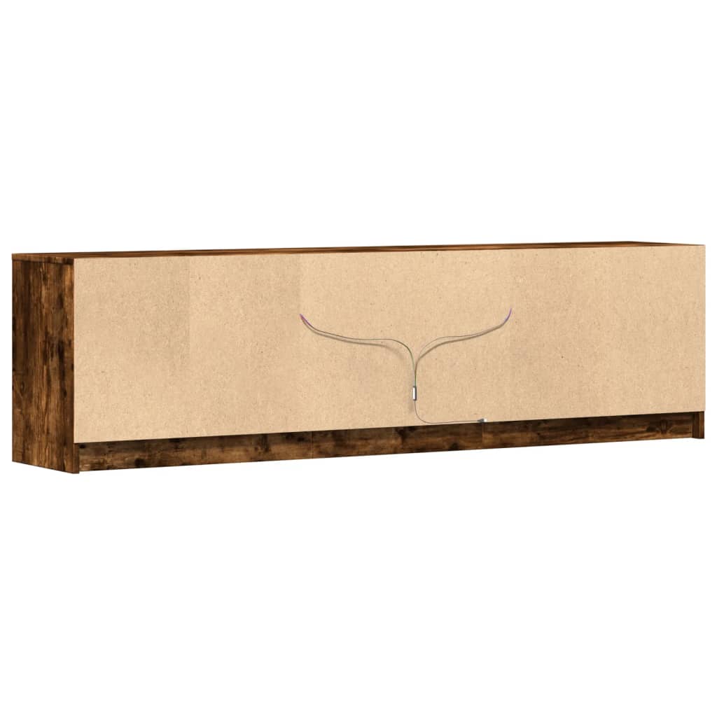Meuble TV avec LED chêne fumé 180x34x50 cm bois d'ingénierie - XIOS