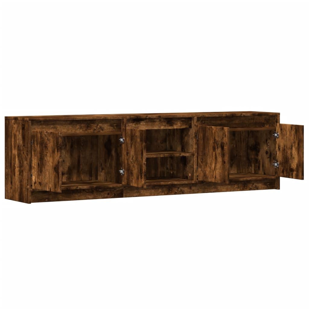 Meuble TV avec LED chêne fumé 180x34x50 cm bois d'ingénierie - XIOS