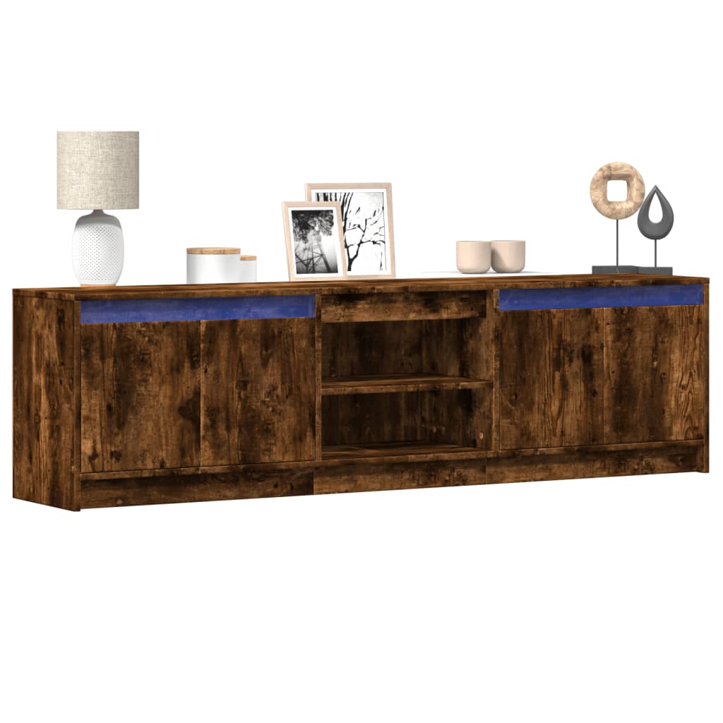 Meuble TV avec LED chêne fumé 180x34x50 cm bois d'ingénierie - XIOS