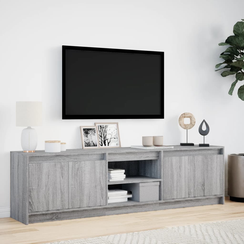 Meuble TV avec LED sonoma gris 180x34x50 cm bois d'ingénierie - XIOS