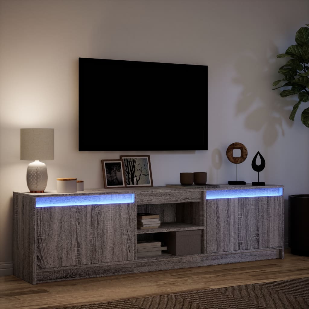 Meuble TV avec LED sonoma gris 180x34x50 cm bois d'ingénierie - XIOS