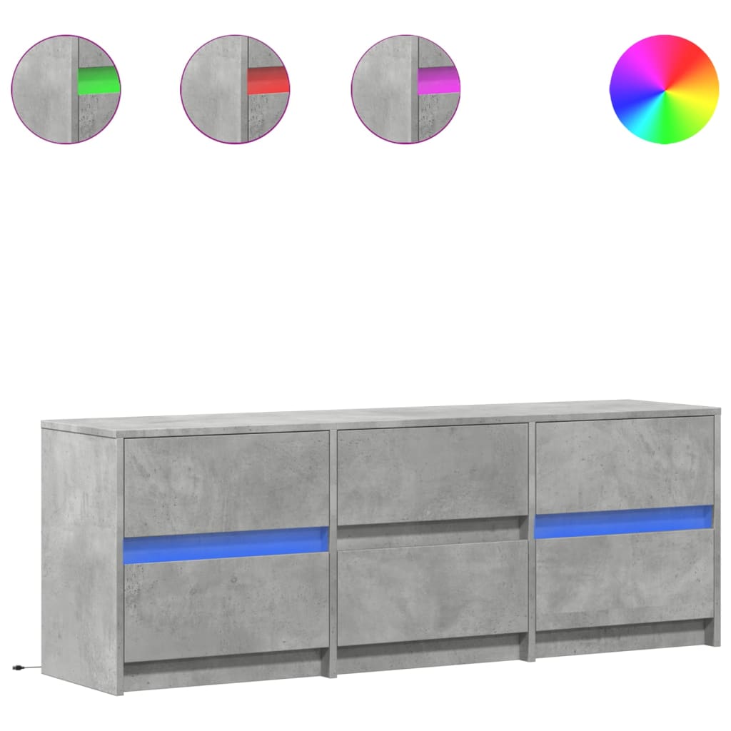 Meuble TV avec LED gris béton 140x34x50 cm bois d'ingénierie Meubles TV vidaXL   