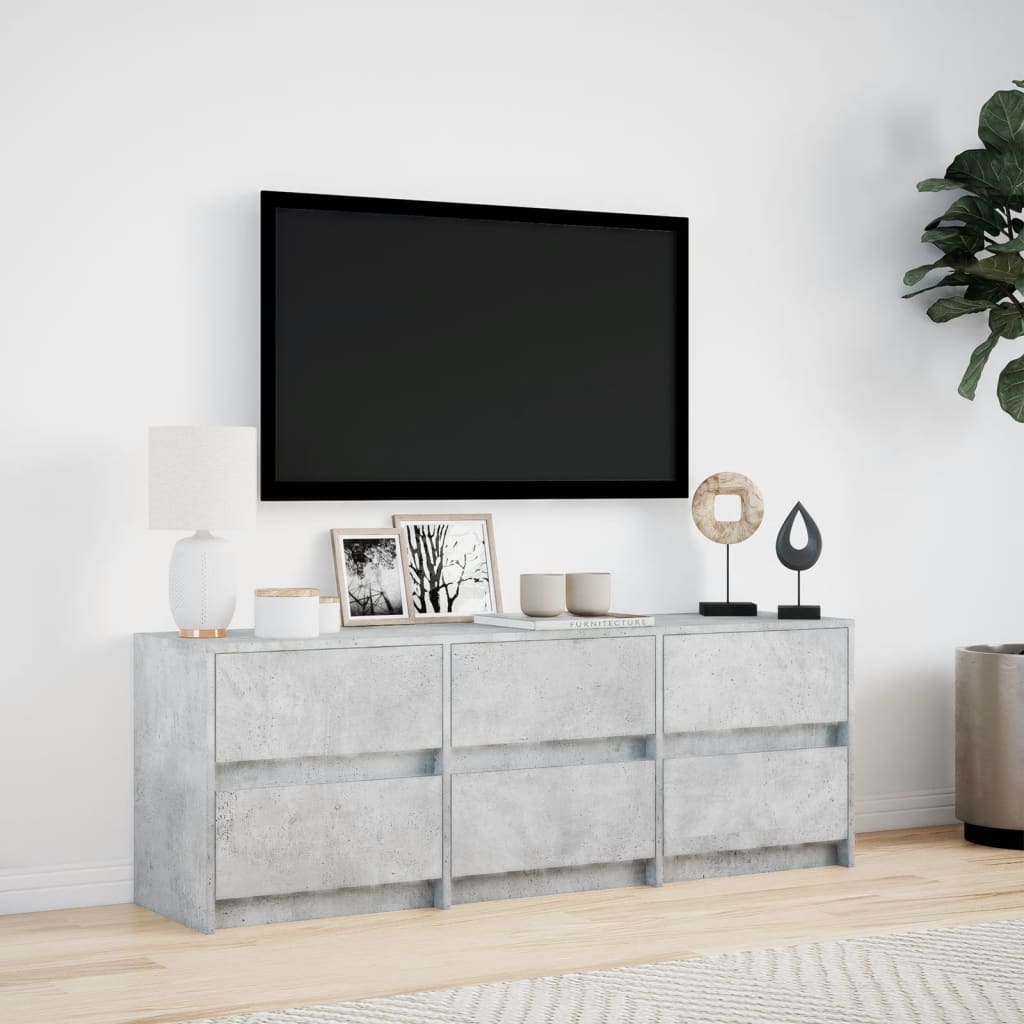 Meuble TV avec LED gris béton 140x34x50 cm bois d'ingénierie Meubles TV vidaXL   