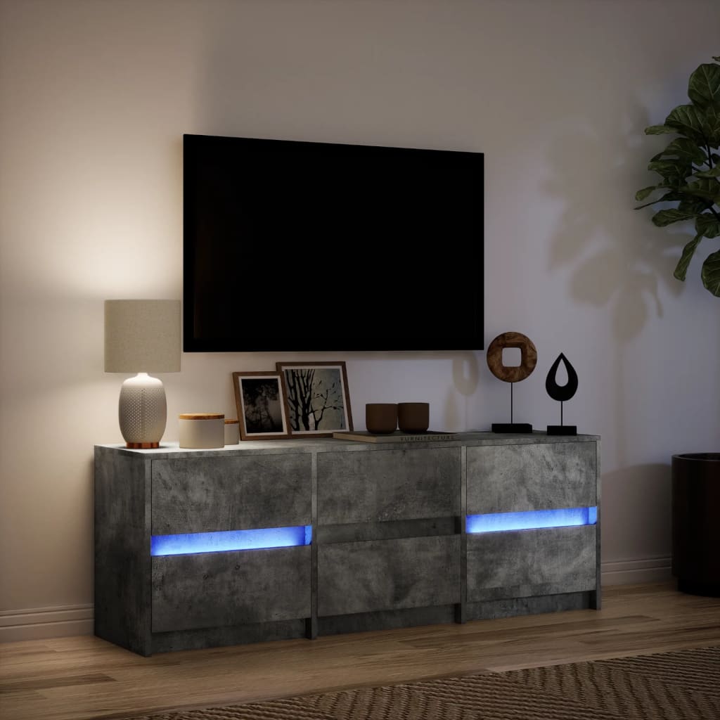 Meuble TV avec LED gris béton 140x34x50 cm bois d'ingénierie Meubles TV vidaXL   