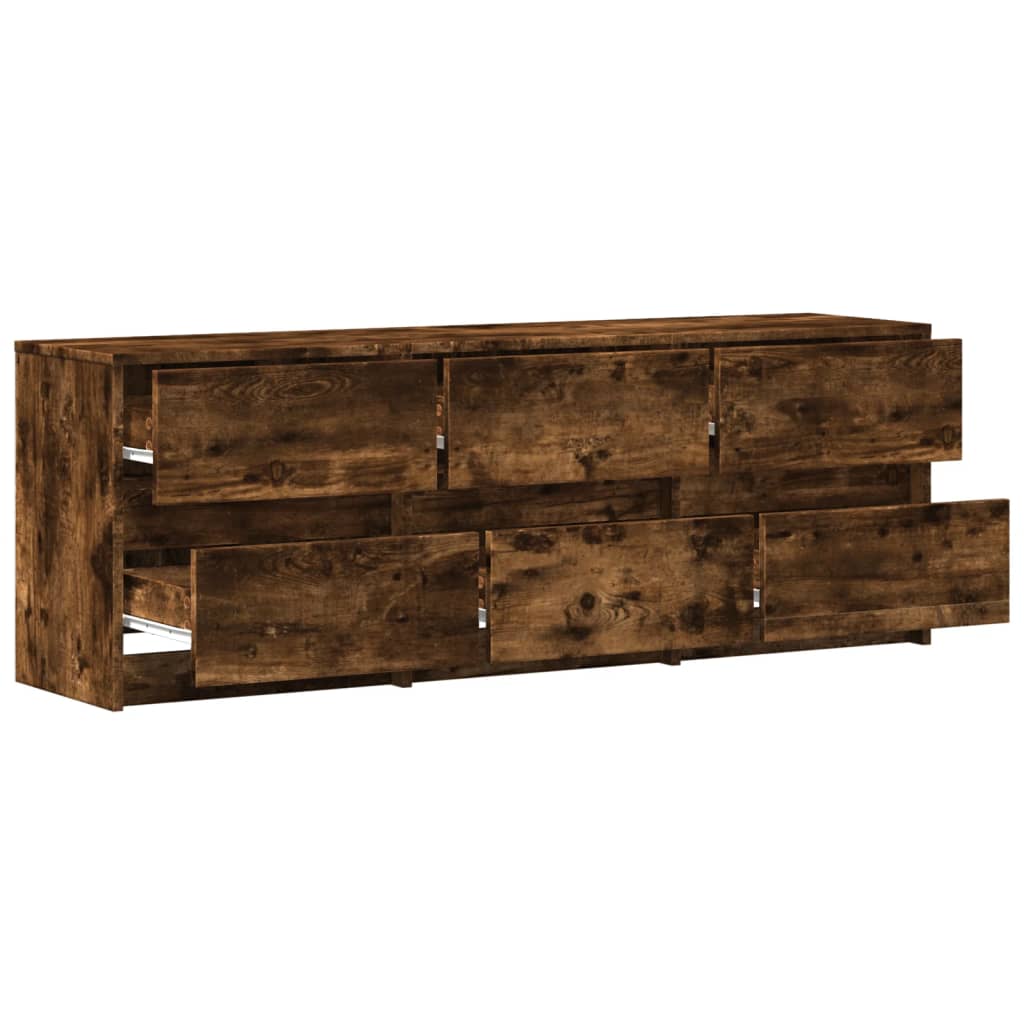 Meuble TV avec LED chêne fumé 140x34x50 cm bois d'ingénierie - XIOS