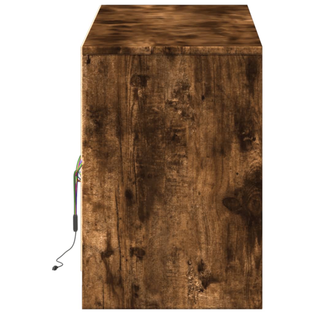 Meuble TV avec LED chêne fumé 140x34x50 cm bois d'ingénierie - XIOS