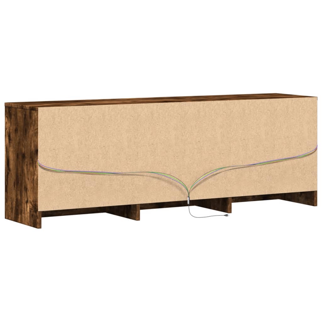 Meuble TV avec LED chêne fumé 140x34x50 cm bois d'ingénierie - XIOS