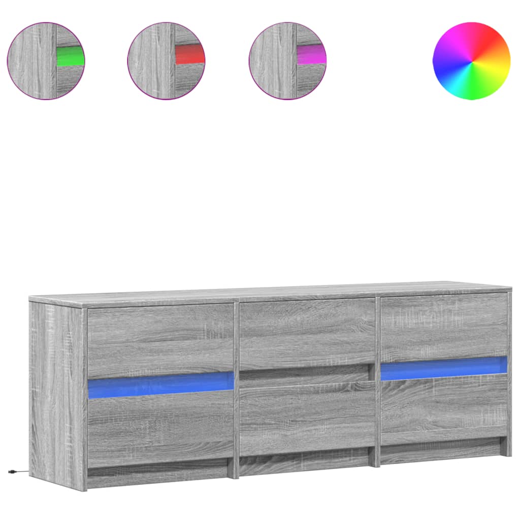 Meuble TV avec LED sonoma gris 140x34x50 cm bois d'ingénierie - XIOS