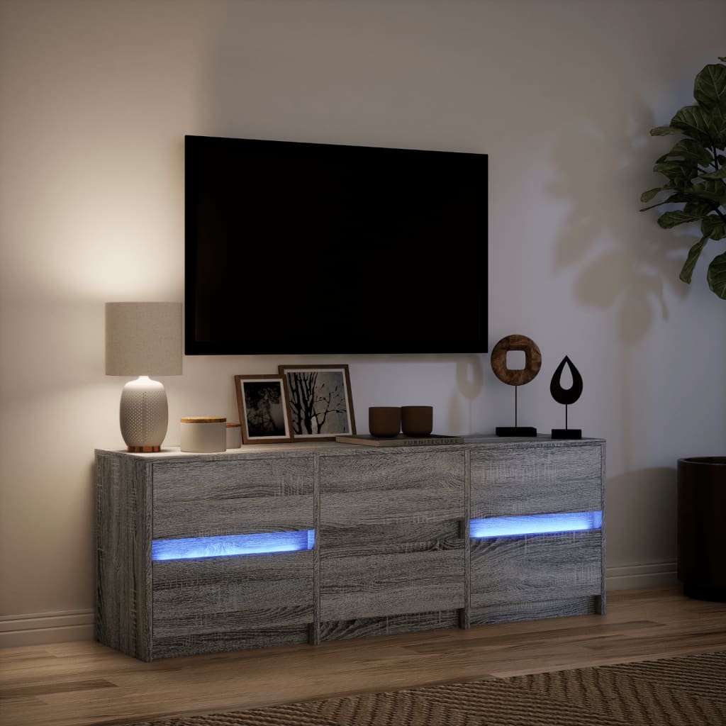 Meuble TV avec LED sonoma gris 140x34x50 cm bois d'ingénierie - XIOS