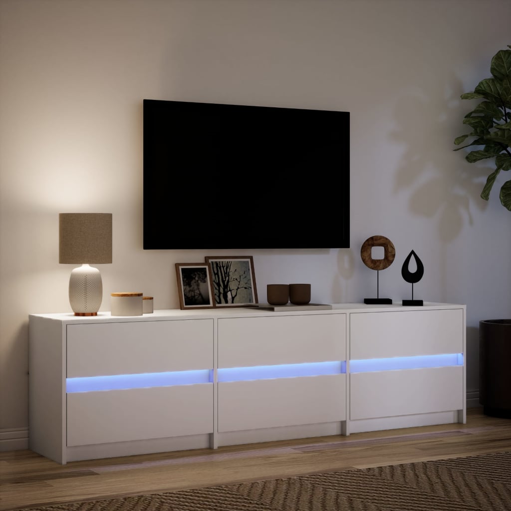 Meuble TV avec LED blanc 180x34x50 cm bois d'ingénierie - XIOS