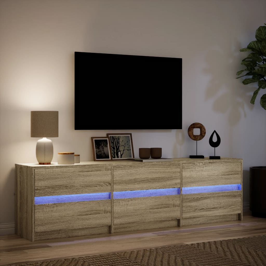Meuble TV avec LED chêne sonoma 180x34x50 cm bois d'ingénierie - XIOS